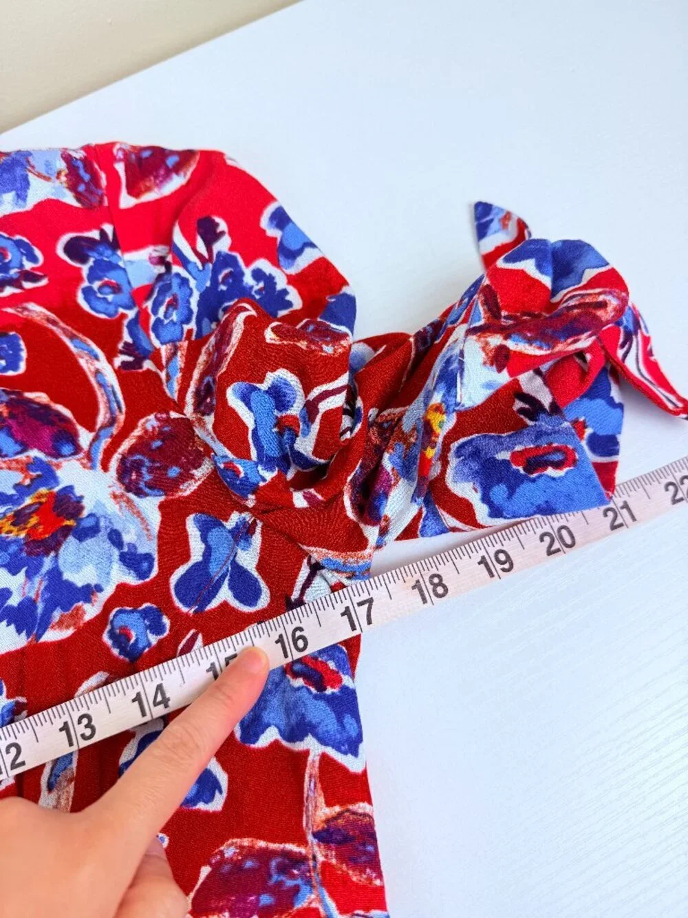 Free People Red Blue Painterly Floral Feminine Short Sleeve Mini Dress